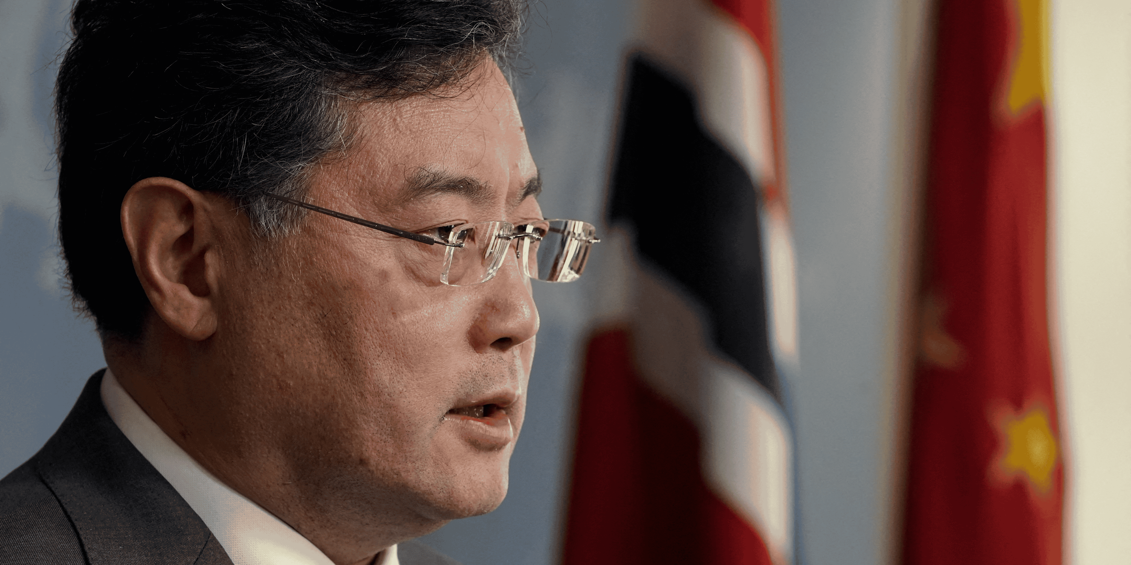 Le ministre chinois des affaires etrangeres qin gang en visite a oslo, en norvege