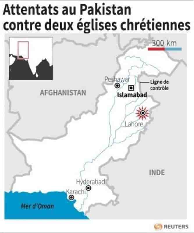 Attentats au pakistan contre deux eglises chretiennes