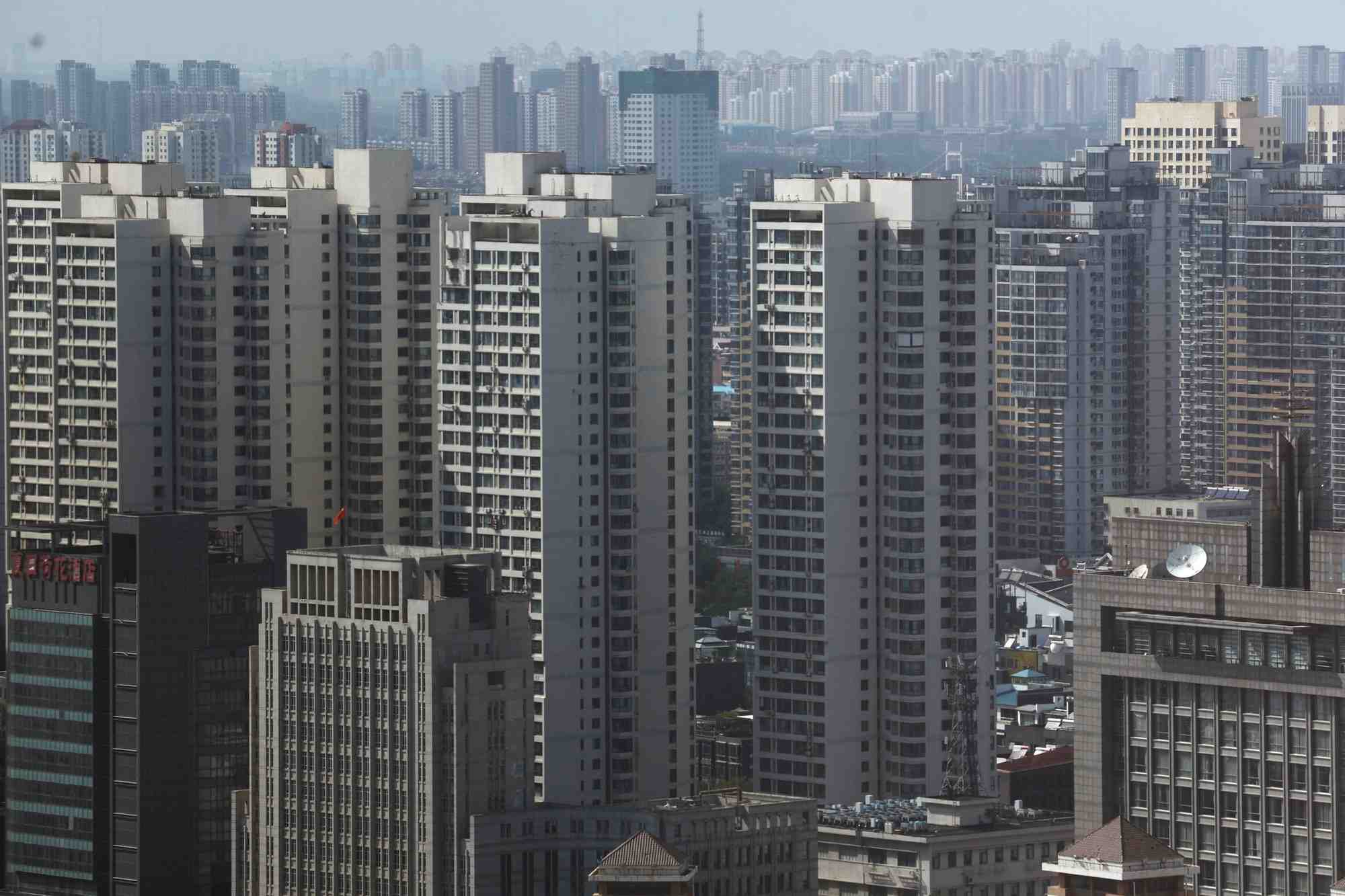 Une vue generale des batiments a tianjin, en chine