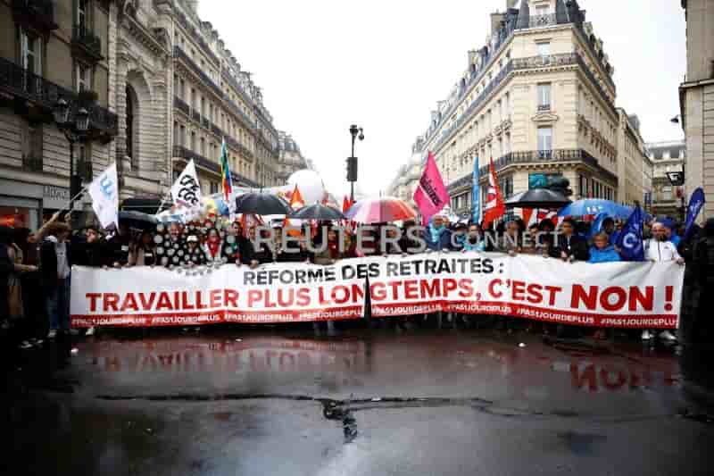 Photo des leaders syndicaux lors de la 12eme journee de greve nationale