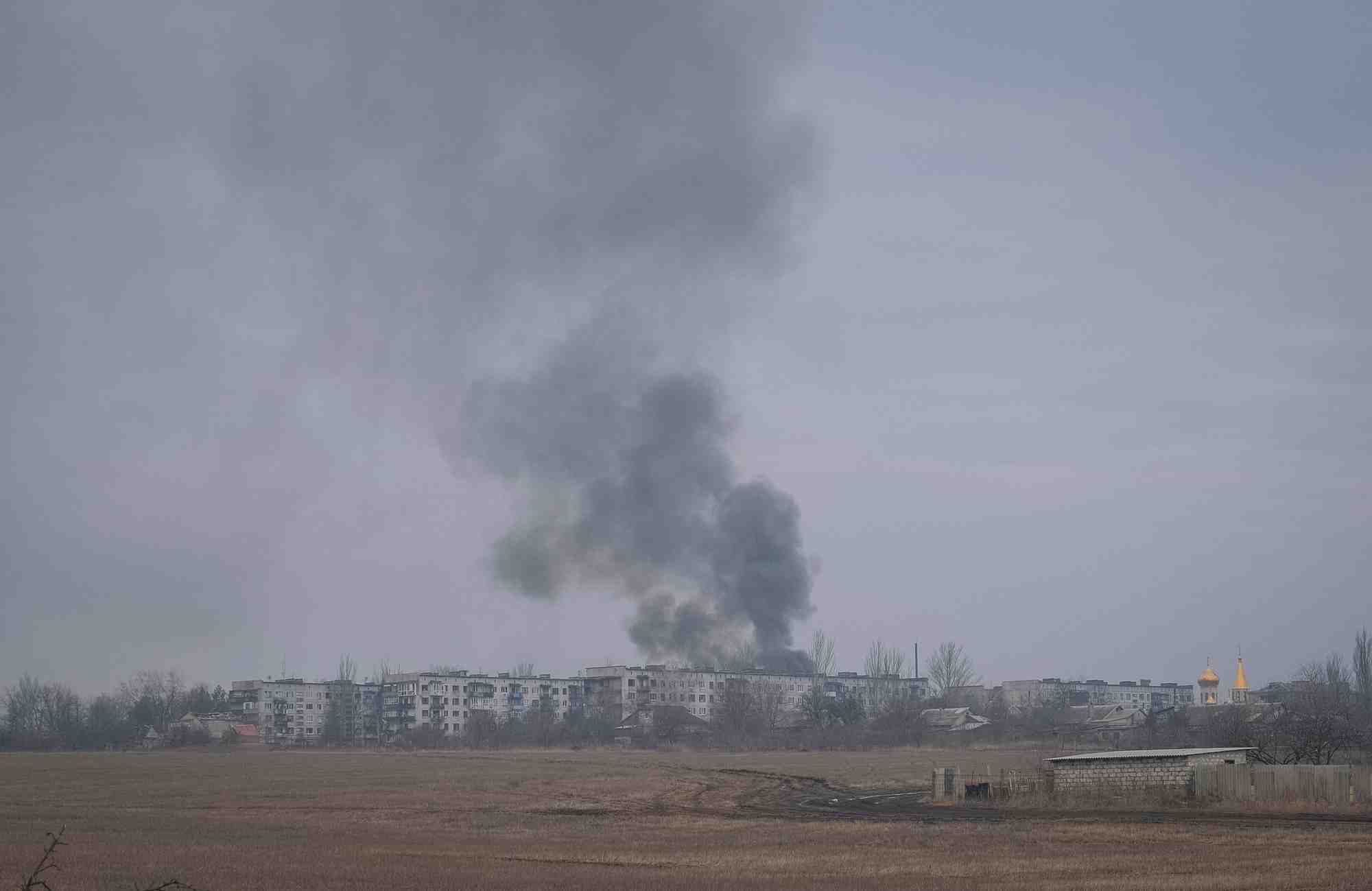 Fumee lors d'un bombardement a chasiv yar