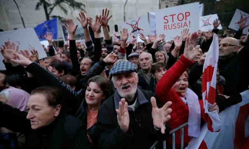 Manifestation antirusse à Tbilissi, la capitale géorgienne