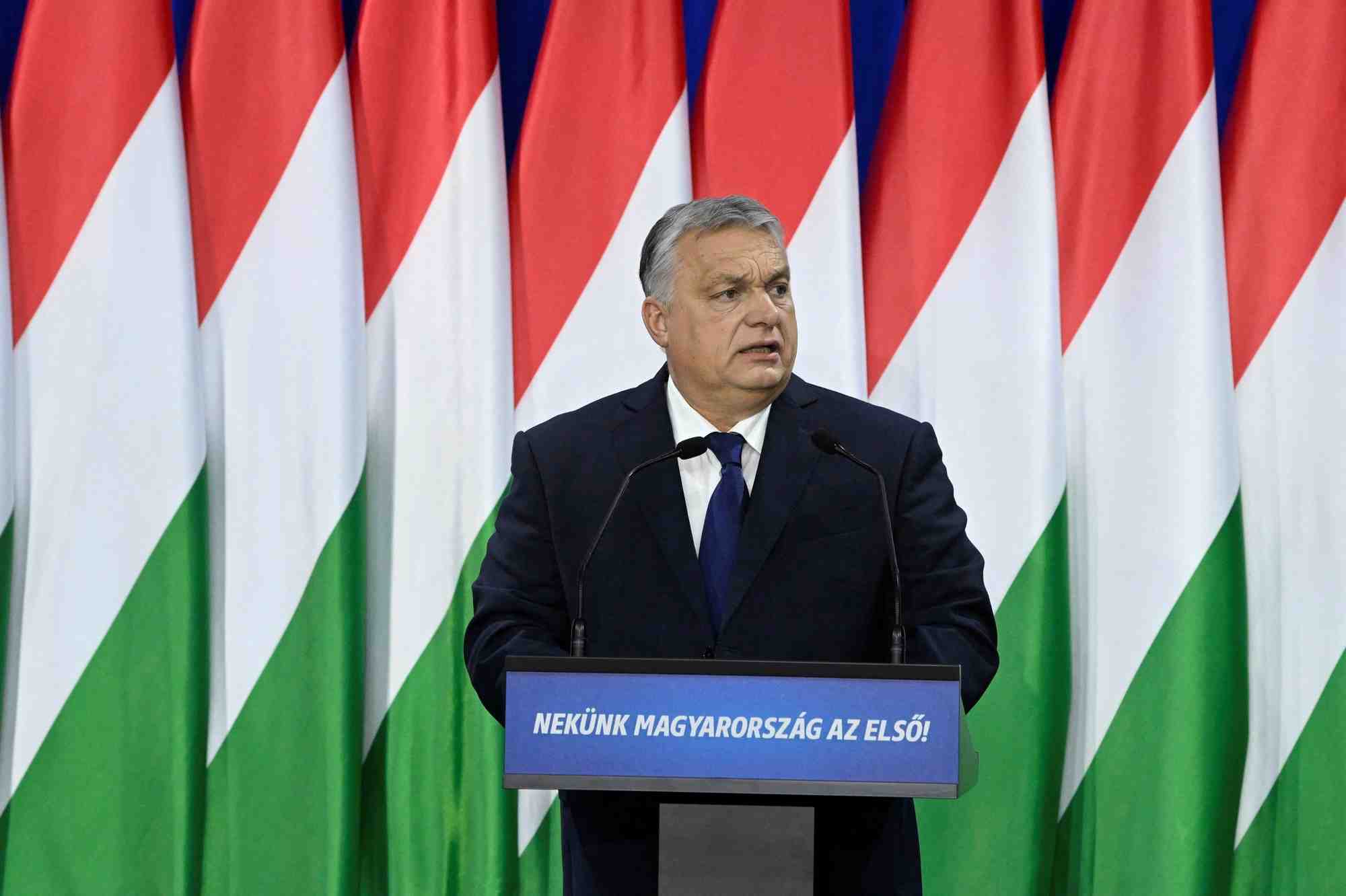 Le premier ministre hongrois orban prononce son discours annuel sur l'etat de la nation, a budapest
