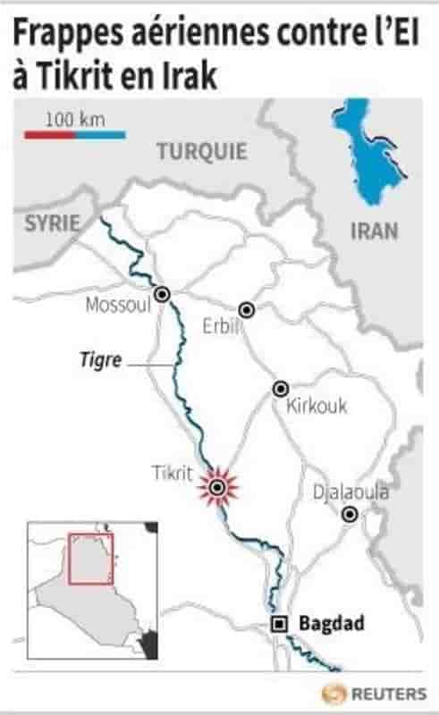 Frappes aeriennes contre l’ei a tikrit en irak