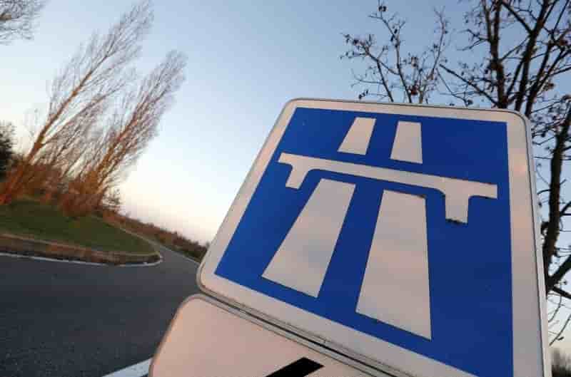 A road sign is pictured on the a62 motorway in toulouse
