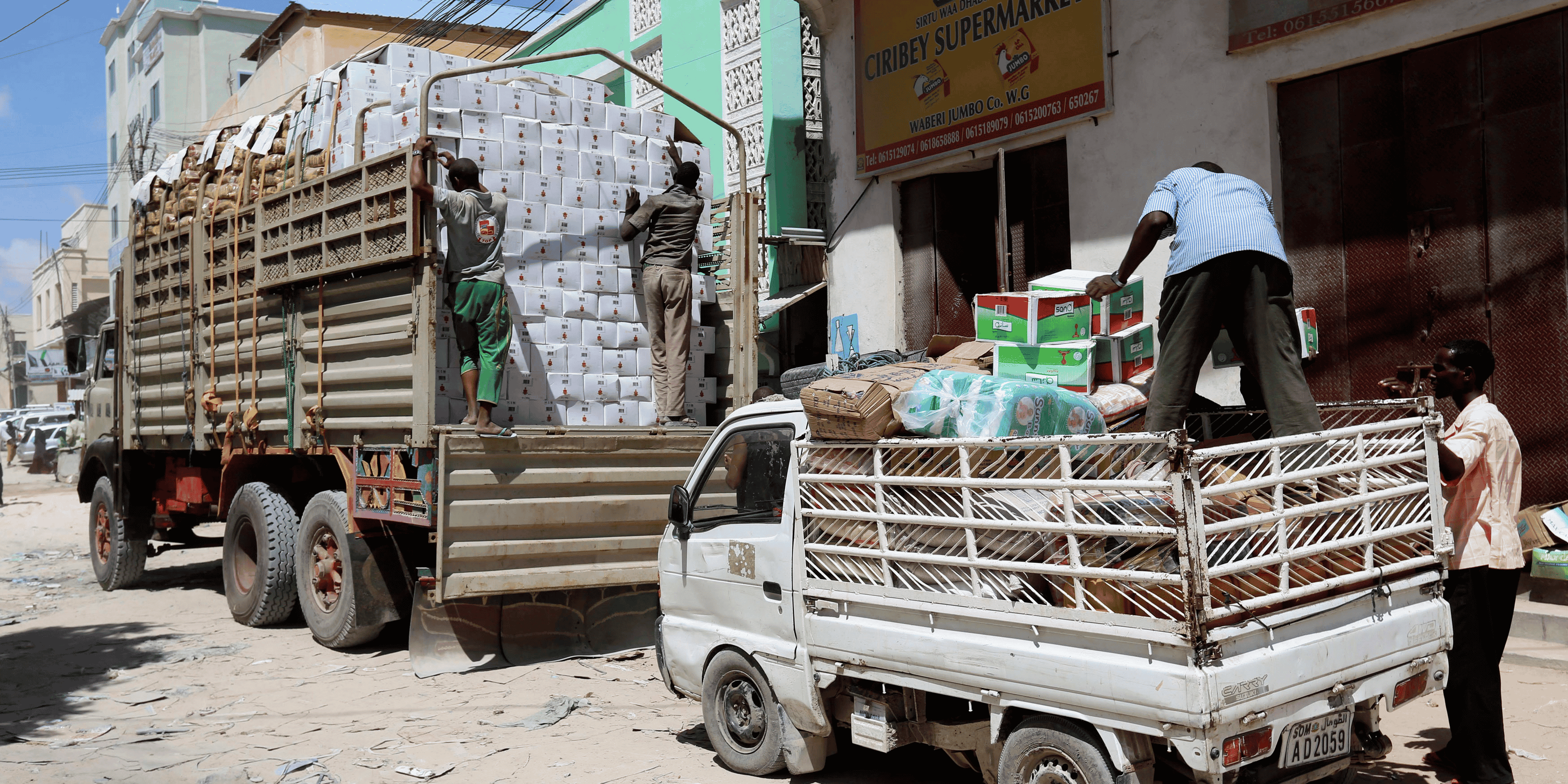 Commerce intra frontières camions marchandises