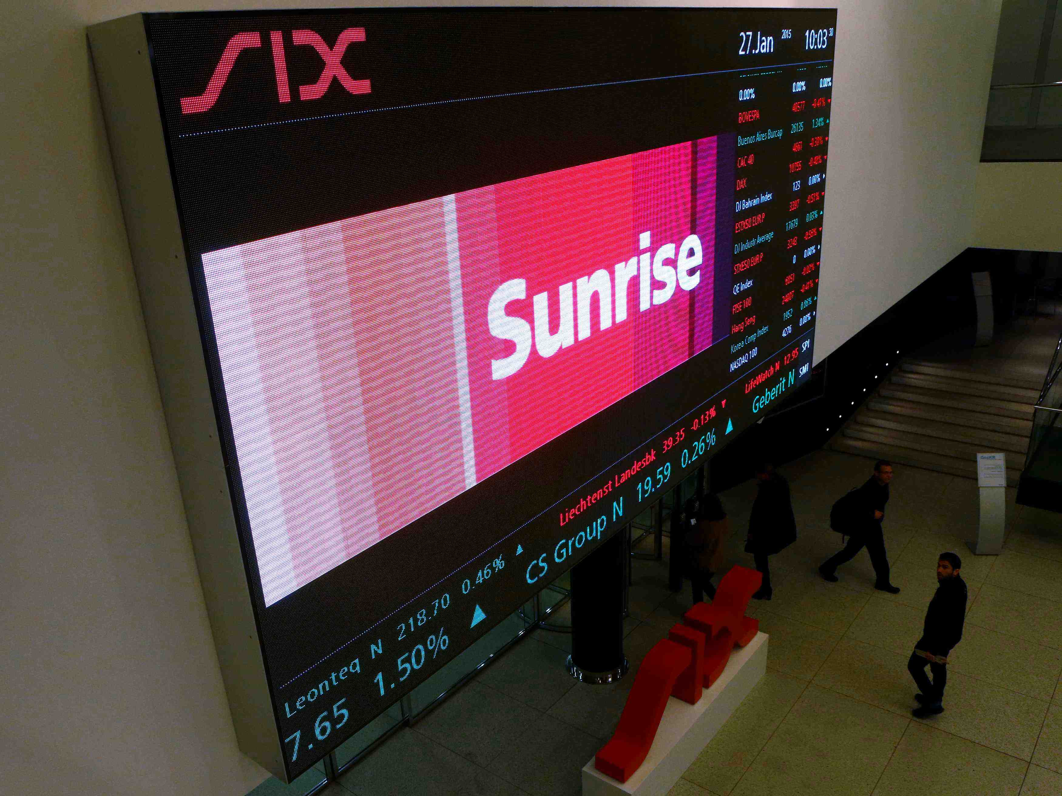 Sunrise prevoit une valorisation jusqu'a 3,3 milliards de francs suisses pour son entree en bourse