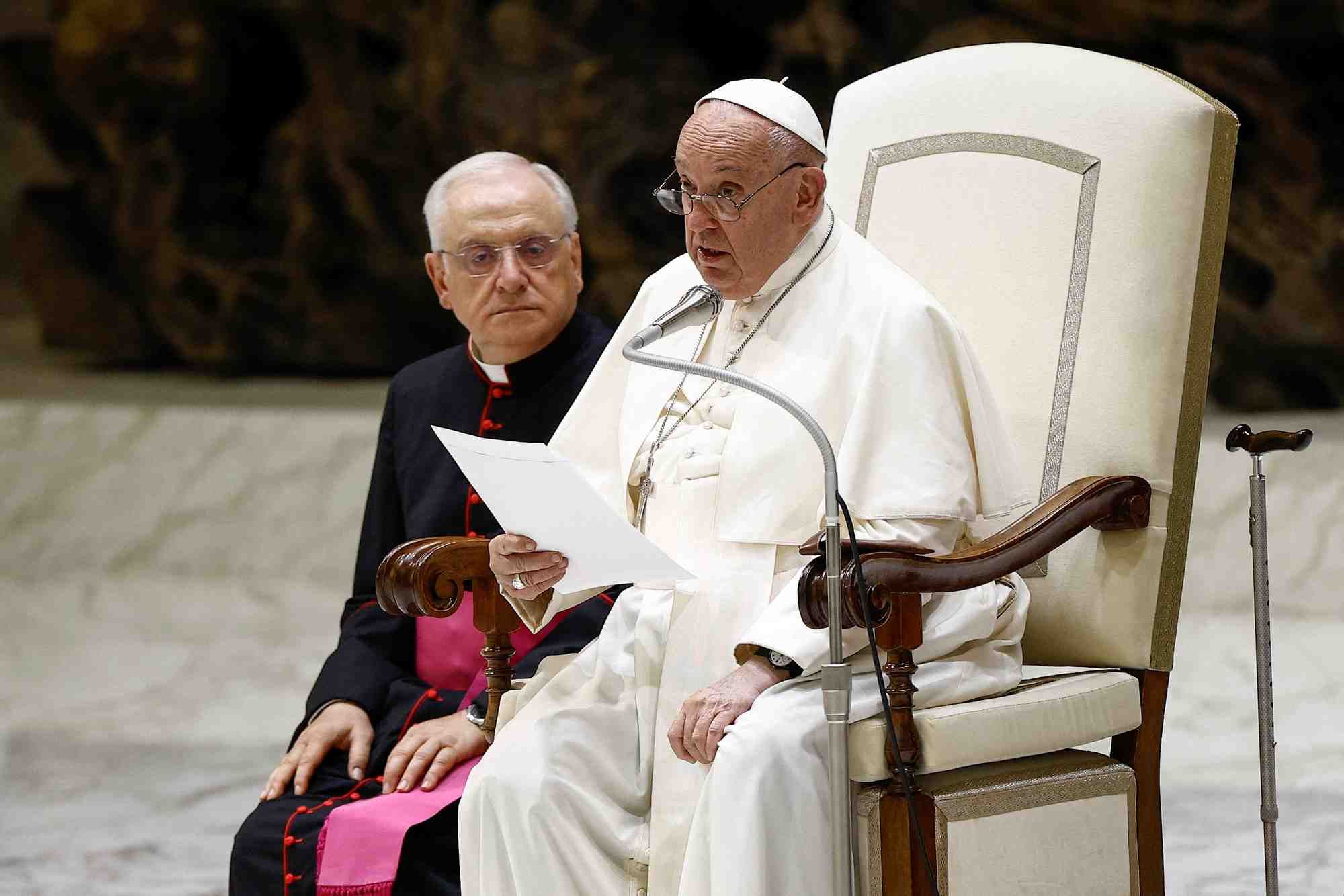 Le pape francois s'exprime lors de son audience hebdomadaire au vatican