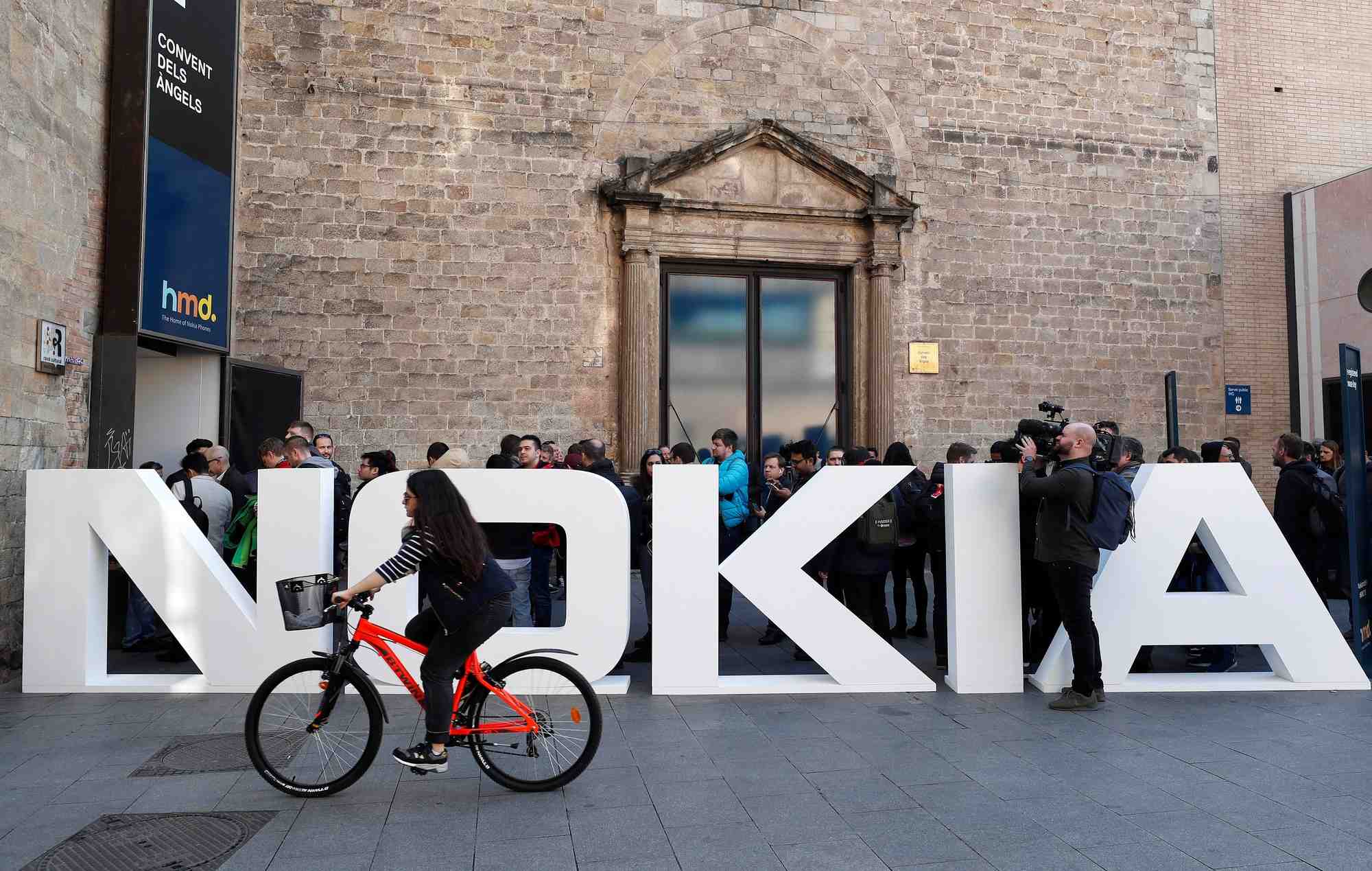 Logo de nokia pendant le mobile world congress a barcelone