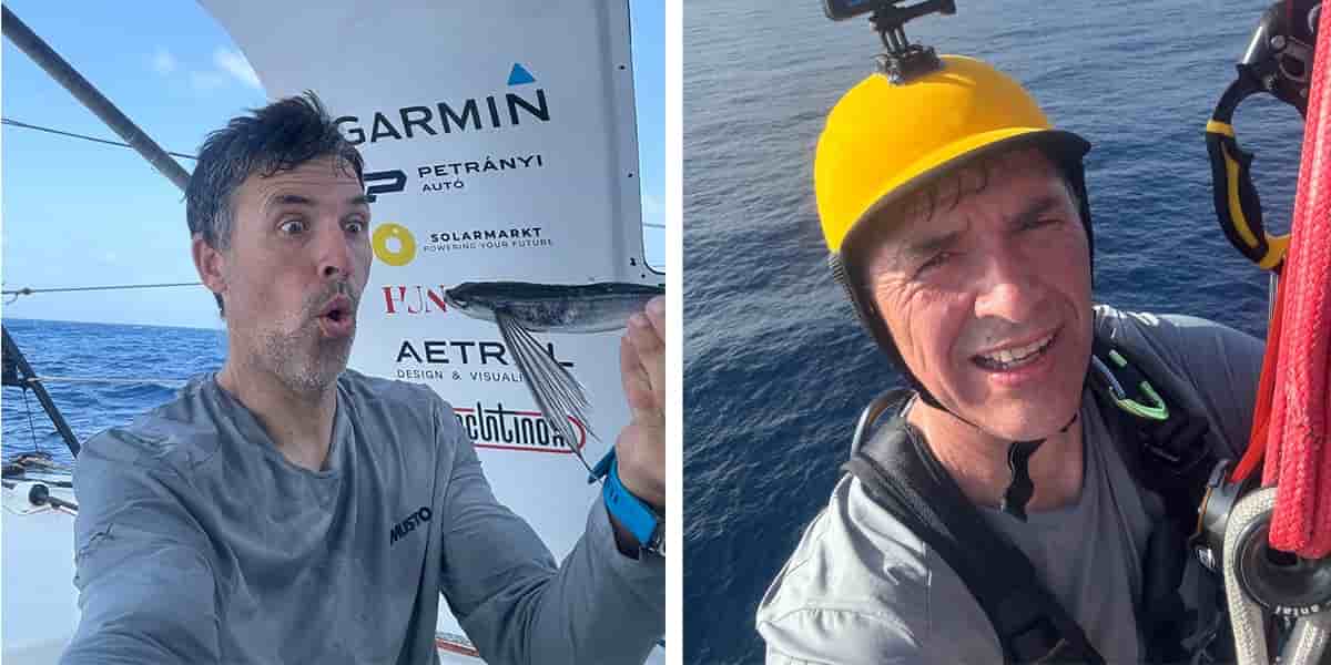 Szabolcs Weöres, depuis son bateau New Europe lors de la course à la voile du Vendée Globe le 25 novembre.
