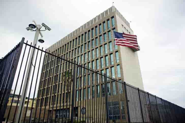 An exterior view of the u.s. embassy is seen in havana, cuba