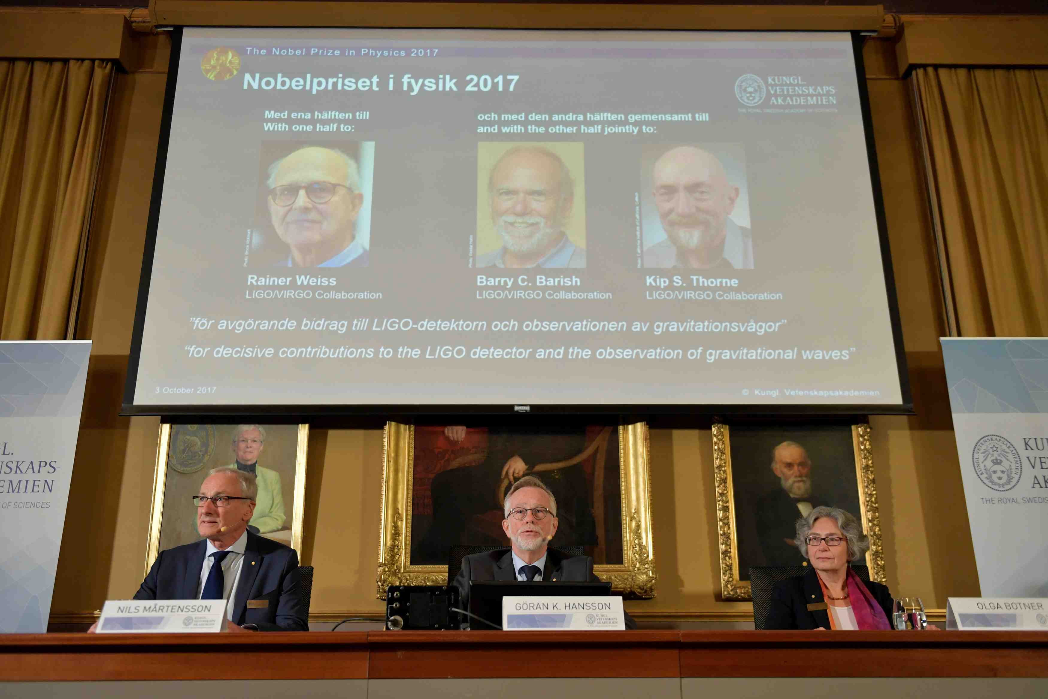 Le nobel de physique aux decouvreurs des ondes gravitationnelles