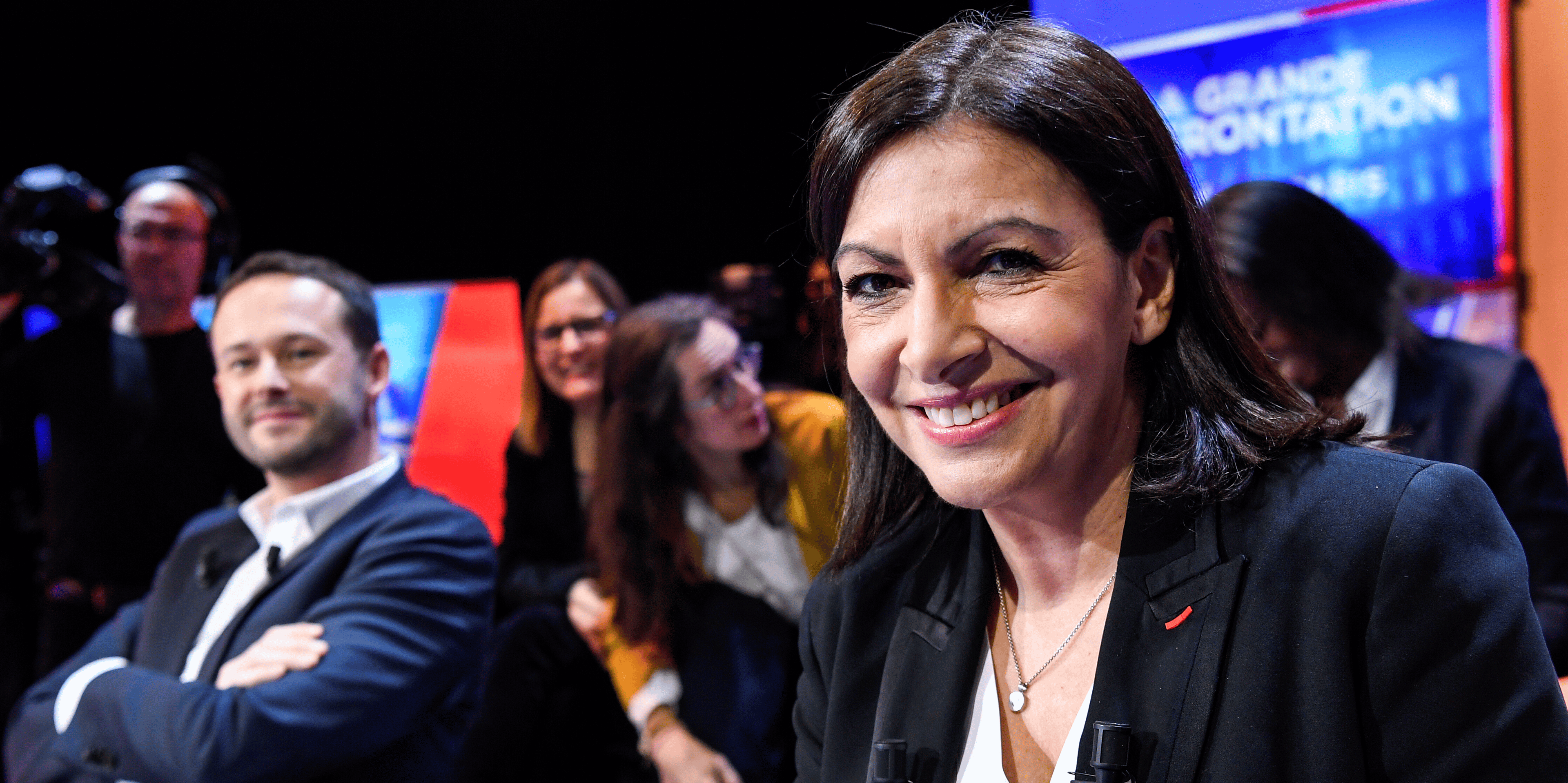 Anne Hidalgo, maire de Paris, avant un débat entre 7 des 8 candidats en lice pour les municipales de Paris, diffusé sur LCI le 4 mars 2020