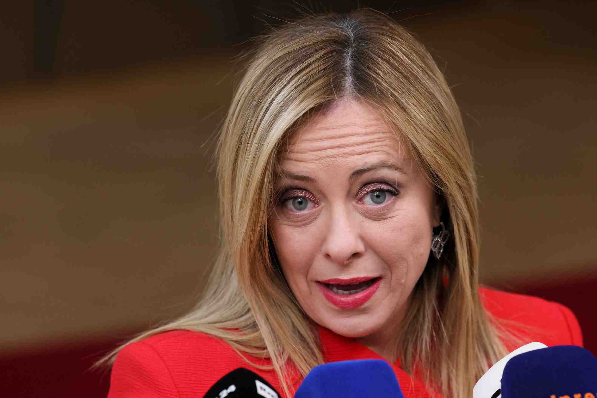La premiere ministre italienne giorgia meloni lors d'un sommet des dirigeants europeens, a bruxelles