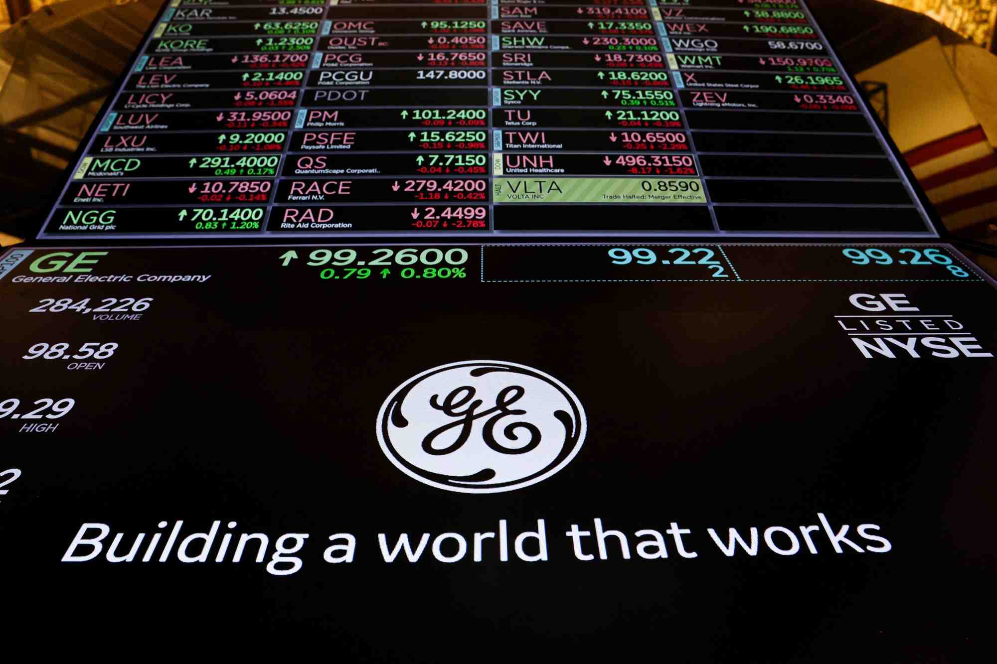 Le logo de general electric a la bourse de new york