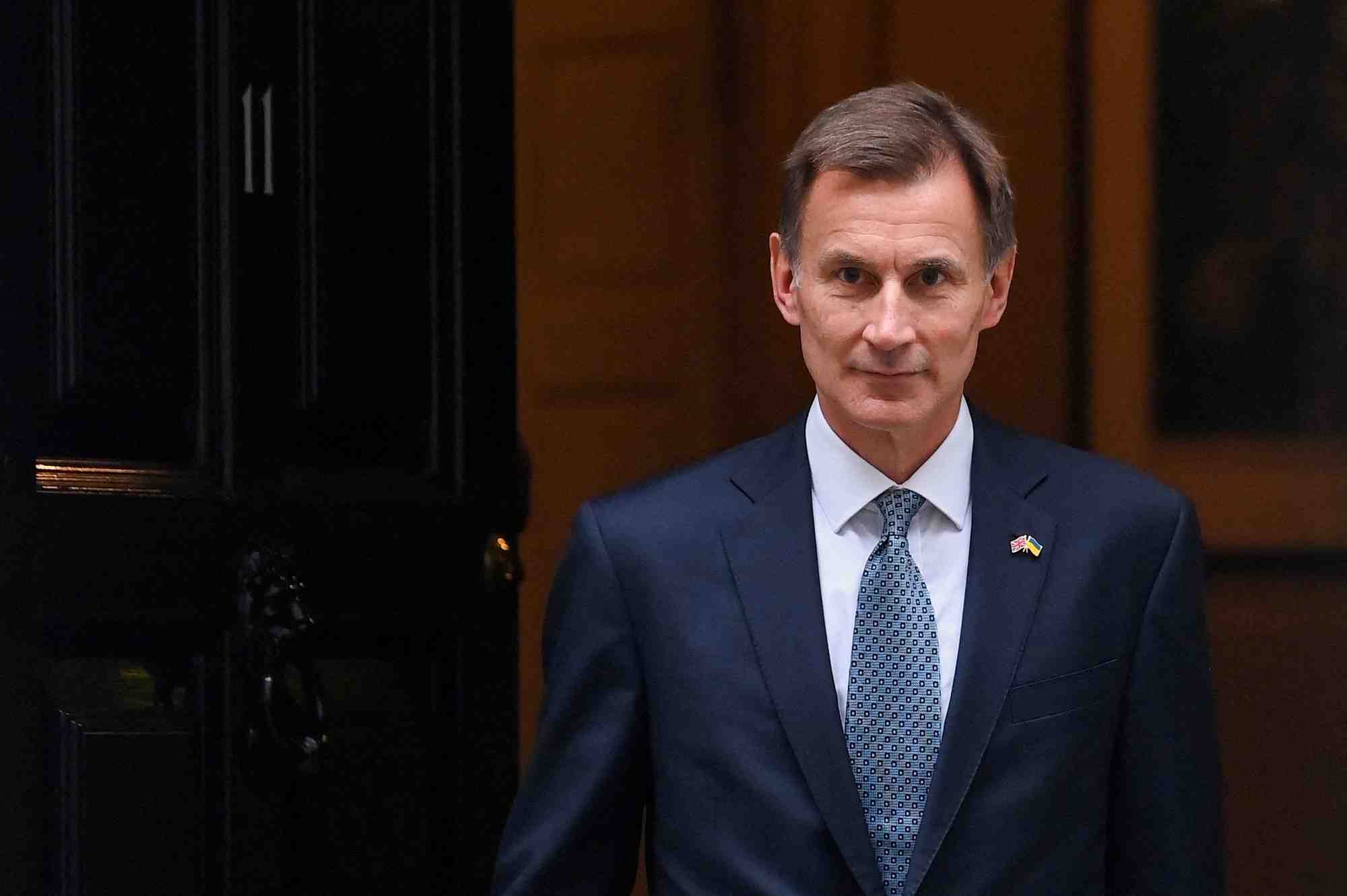 Le ministre britannique des finances jeremy hunt a downing street a londres