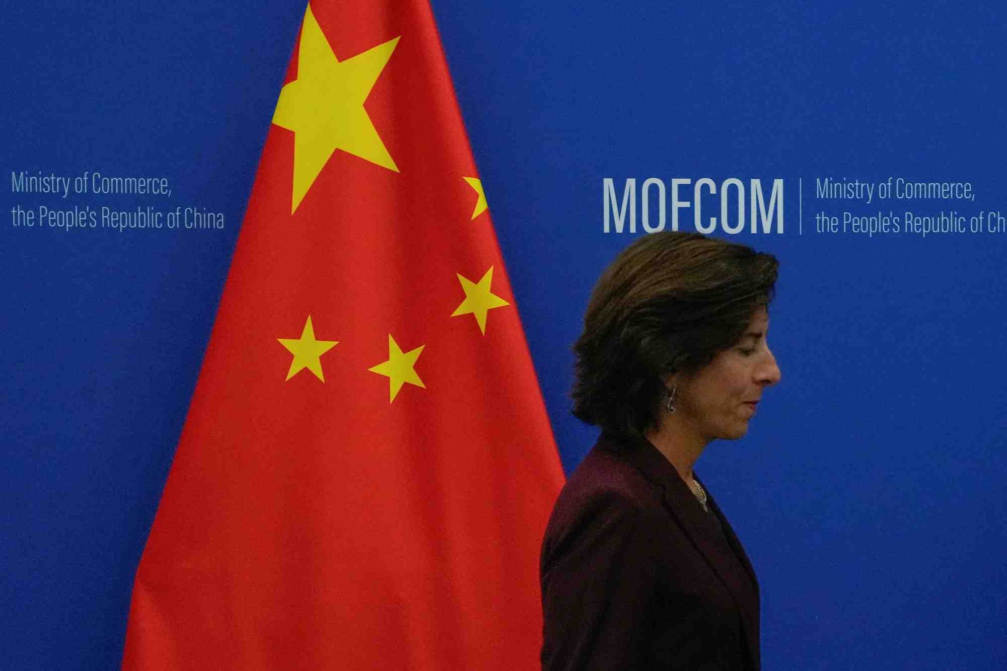 La secretaire americaine au commerce, gina raimondo, a pekin
