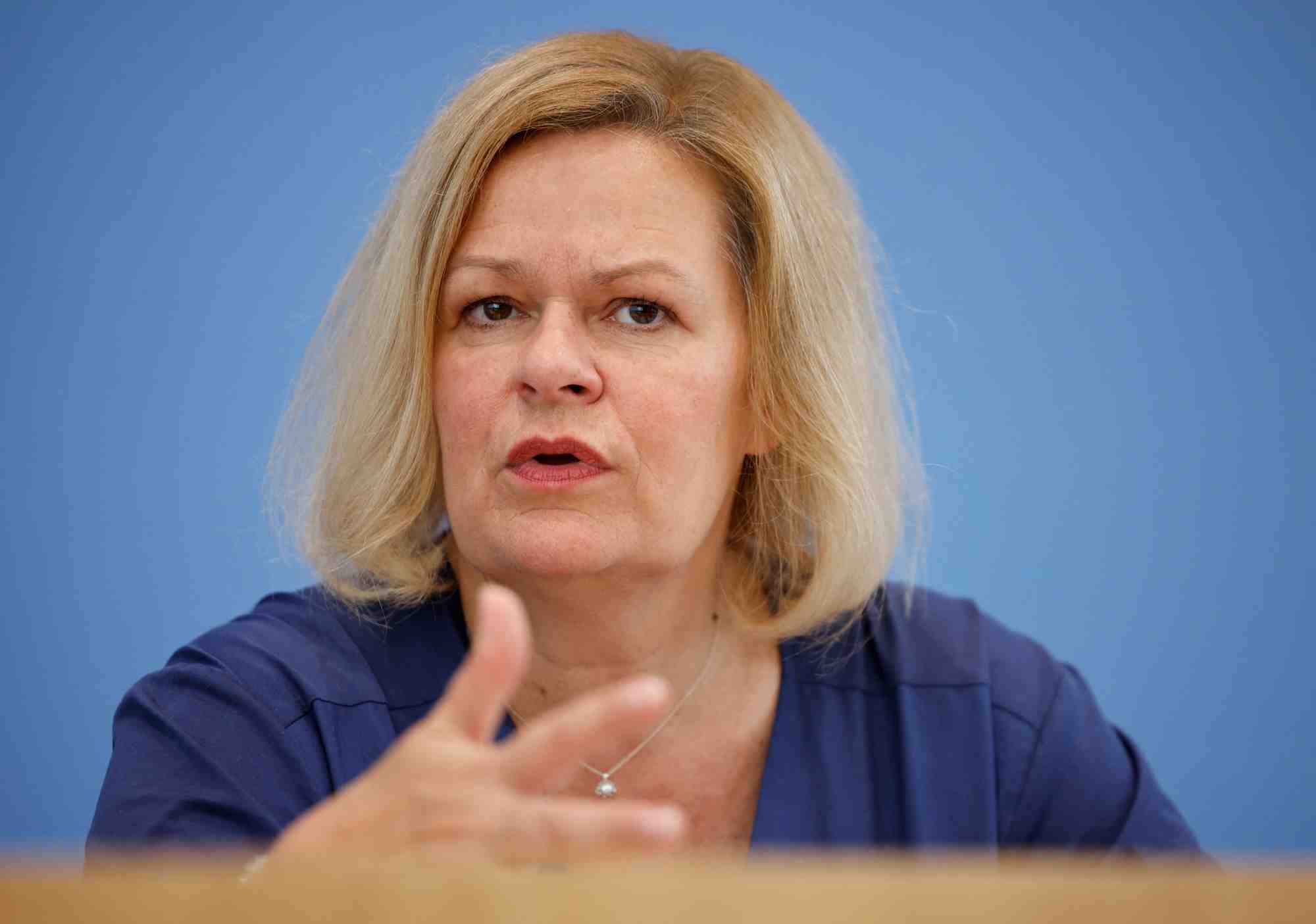 La ministre allemande de l'interieur, nancy faeser, lors d'une presentation a berlin