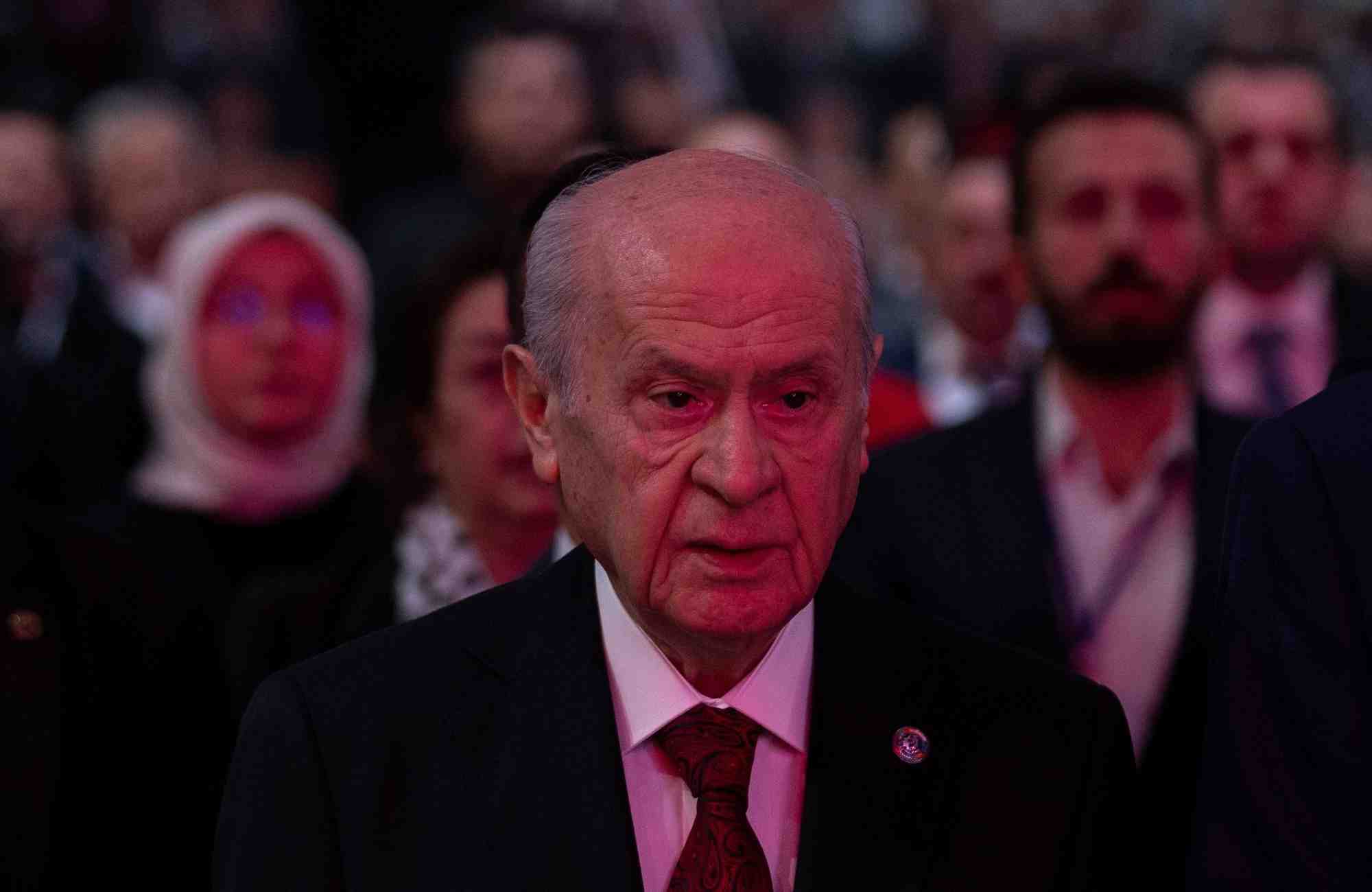 Devlet bahceli, leader du mhp a ankara, en turquie