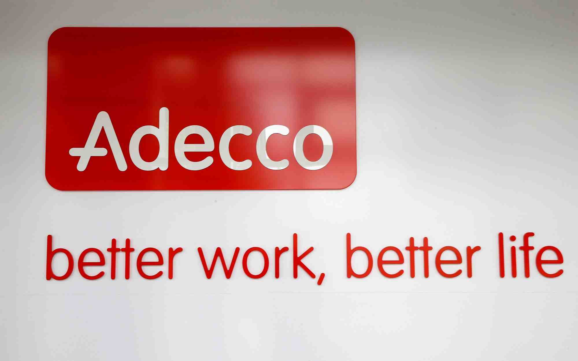 Logo of swiss adecco group is seen at its headquarters in glattbrugg