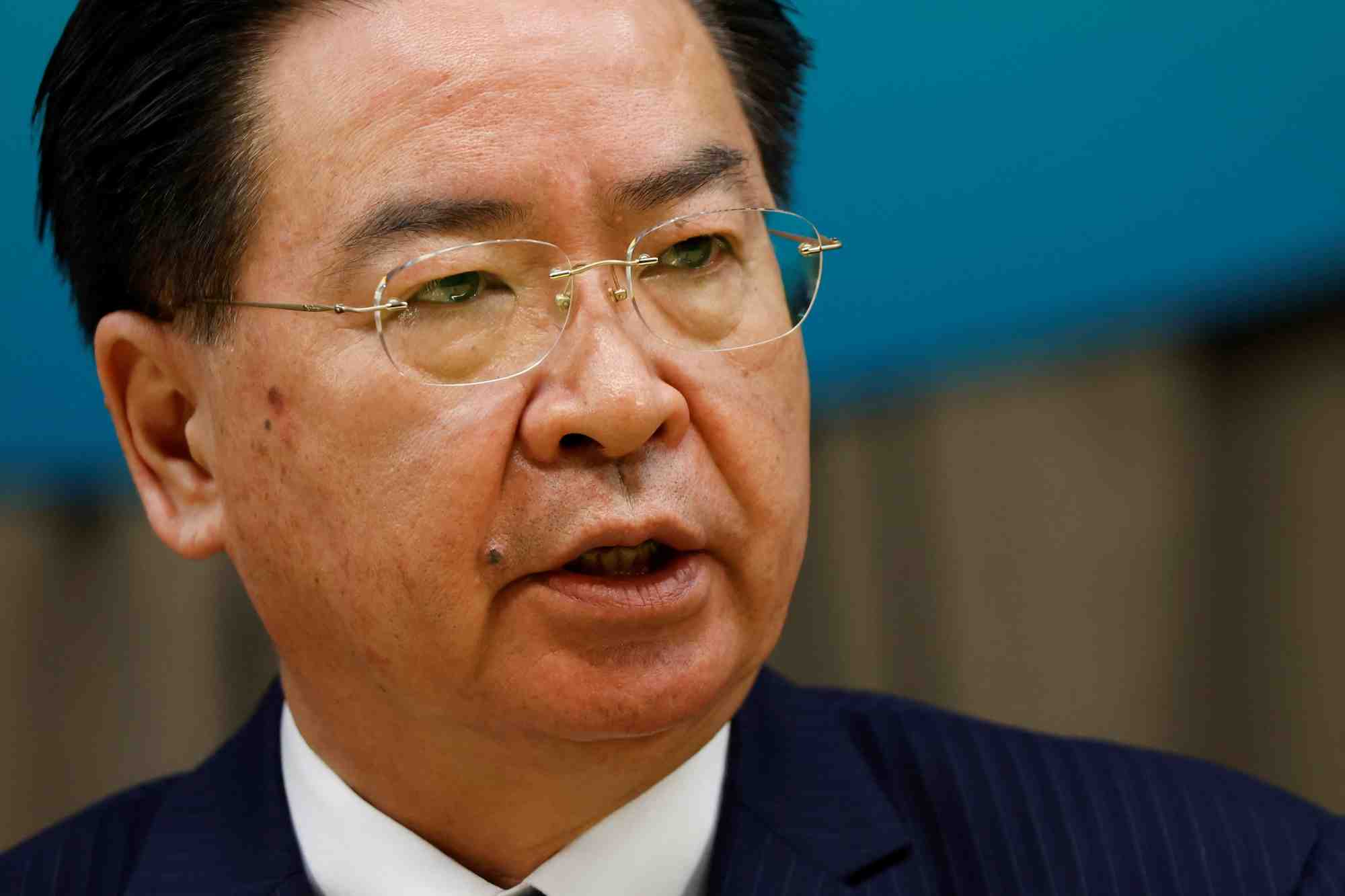Le ministre taiwanais des affaires etrangeres, joseph wu, s'exprime lors d'une conference de presse a taipei