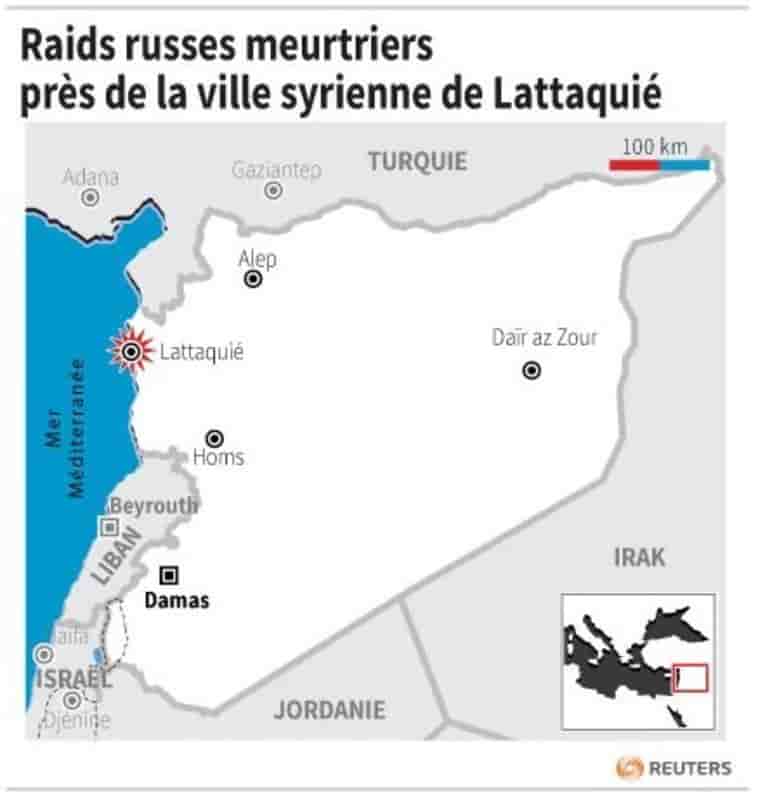 Raids russes meurtriers pres de la ville syrienne de lattaquie