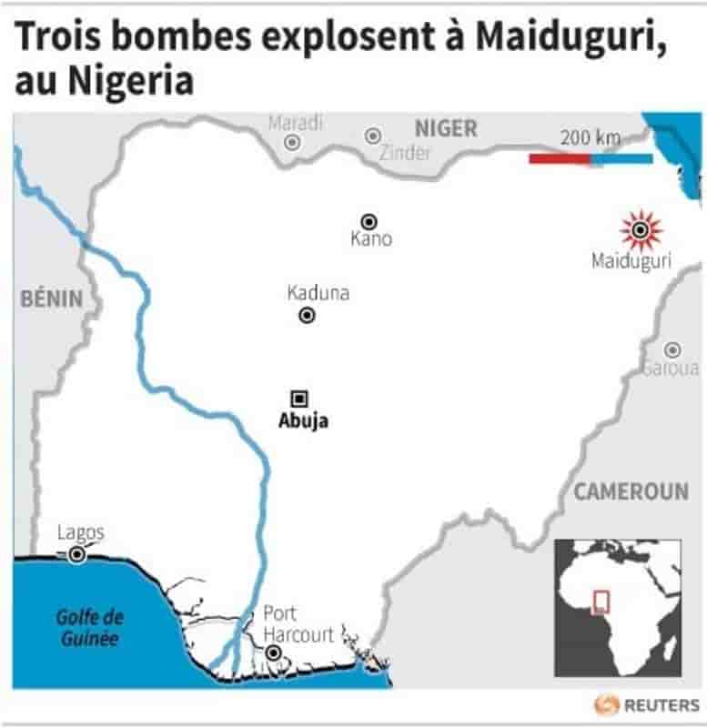 Trois bombes explosent a maiduguri, au nigeria