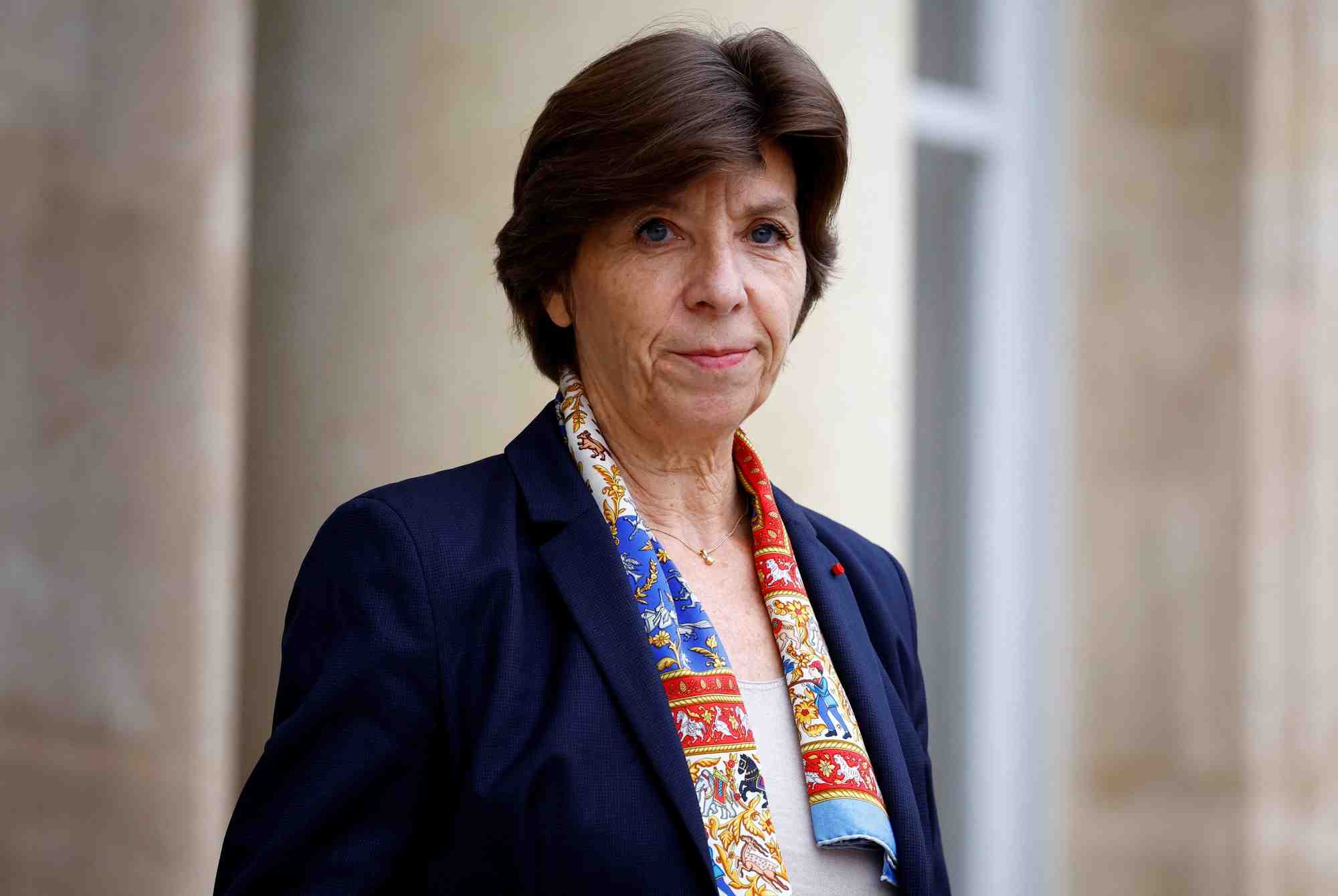 La ministre francaise des affaires etrangeres et europeennes, catherine colonna, au palais de l'elysee a paris