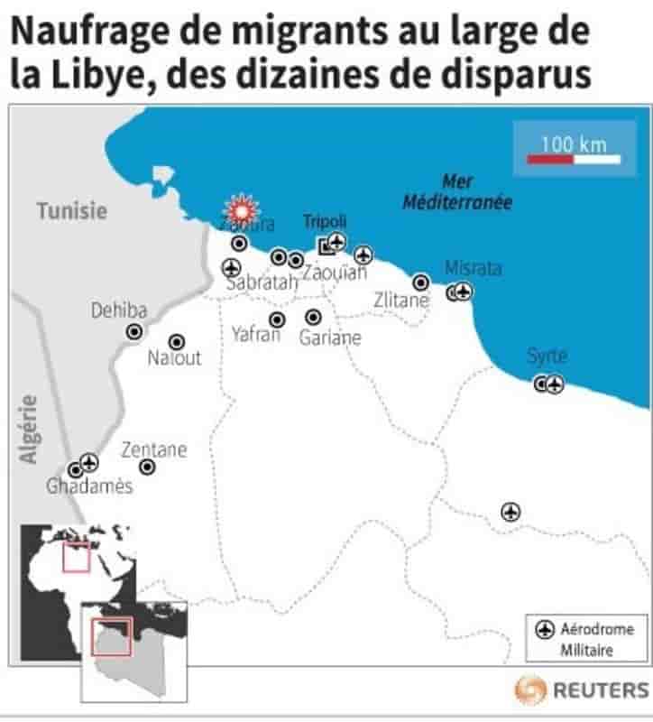 Une centaine de migrants disparus en Libye après un naufrage