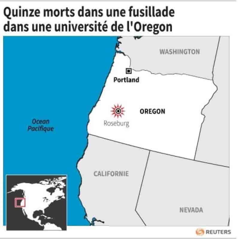 Quinze morts dans une fusillade dans une universite de l'oregon