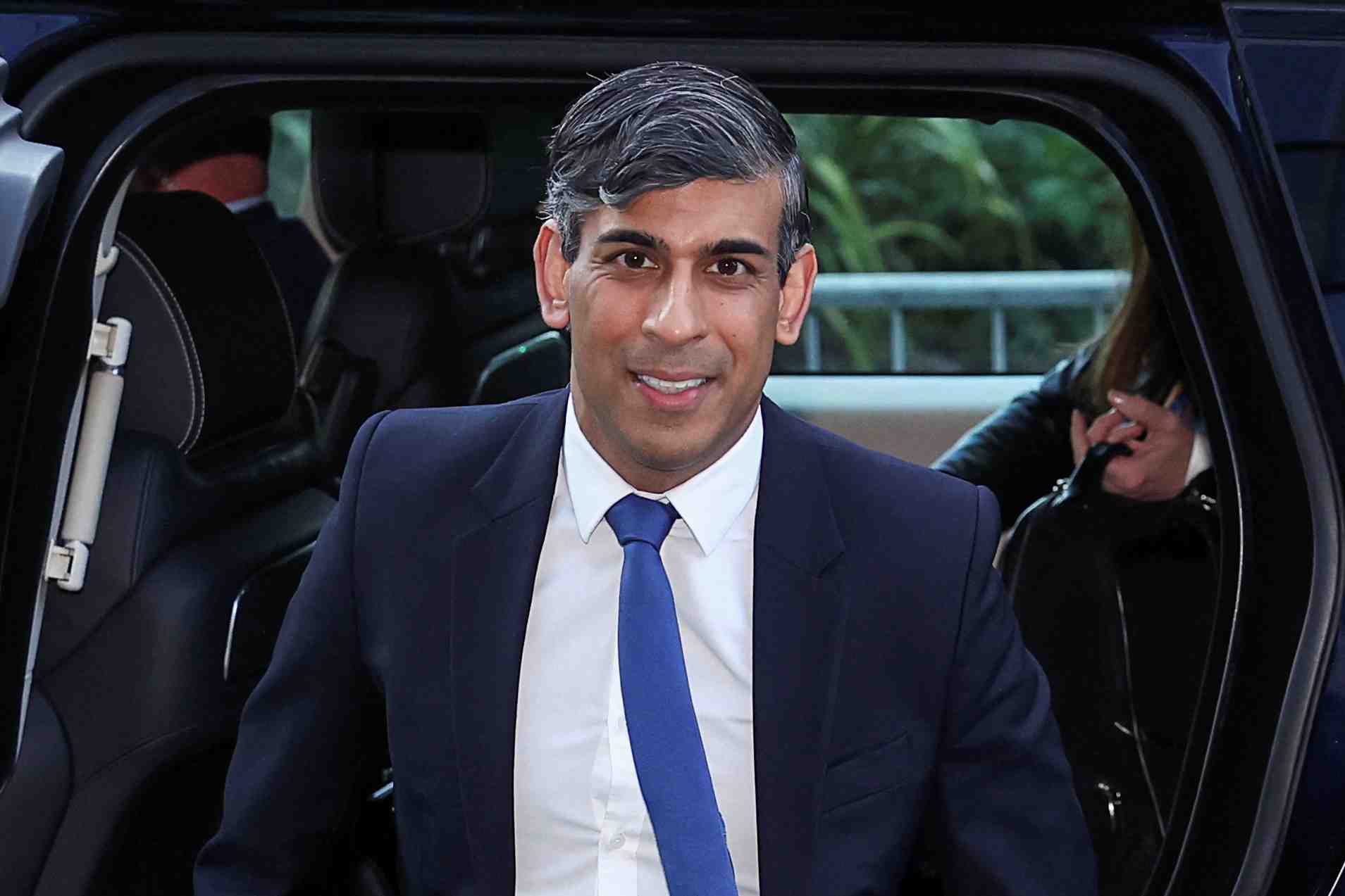 Le premier ministre britannique rishi sunak arrive pour le premier debat des leaders avant les elections generales, a manchester