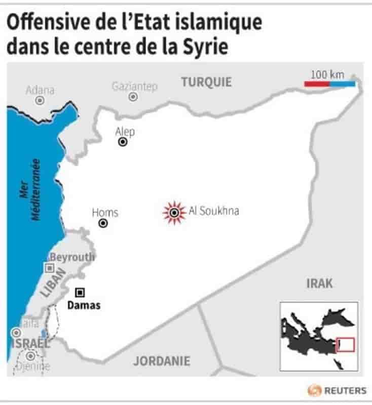 Offensive de l’etat islamique dans le centre de la syrie