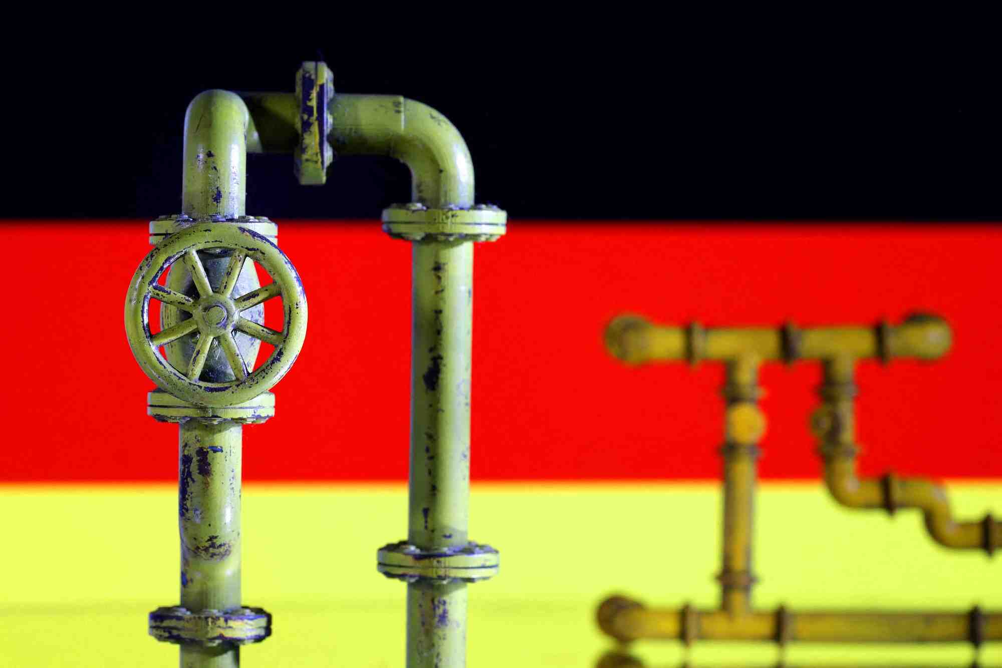 Une illustration d'un gazoduc avec le drapeau allemand