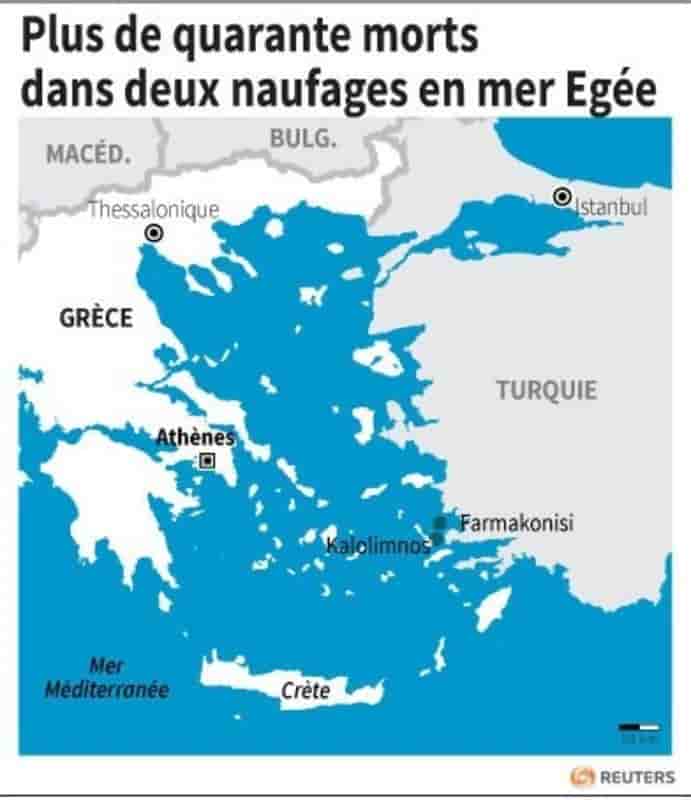Plus de quarante morts dans deux naufages en mer egee