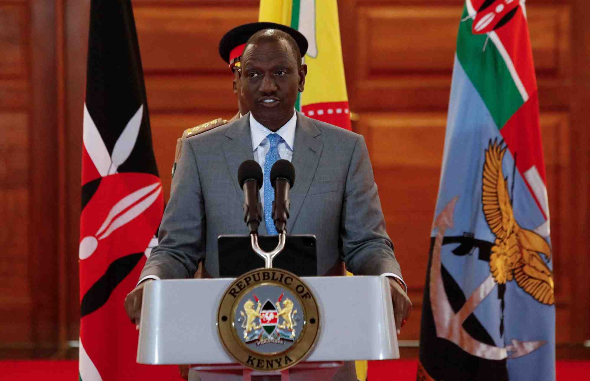 Le president kenyan william ruto lors d'une conference de presse a nairobi