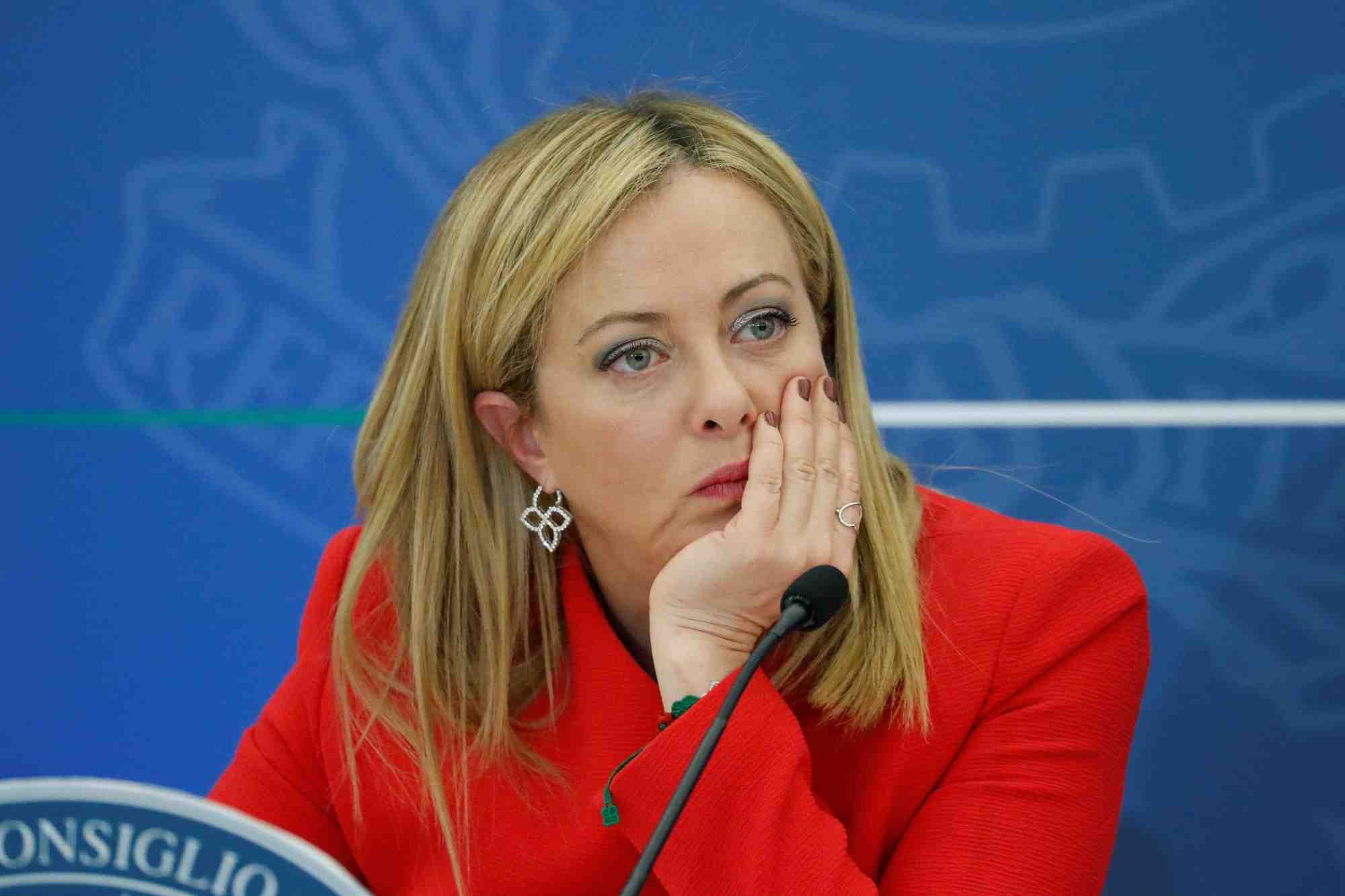 Photo d'archives du premier ministre italien giorgia meloni lors d'une conference de presse a rome