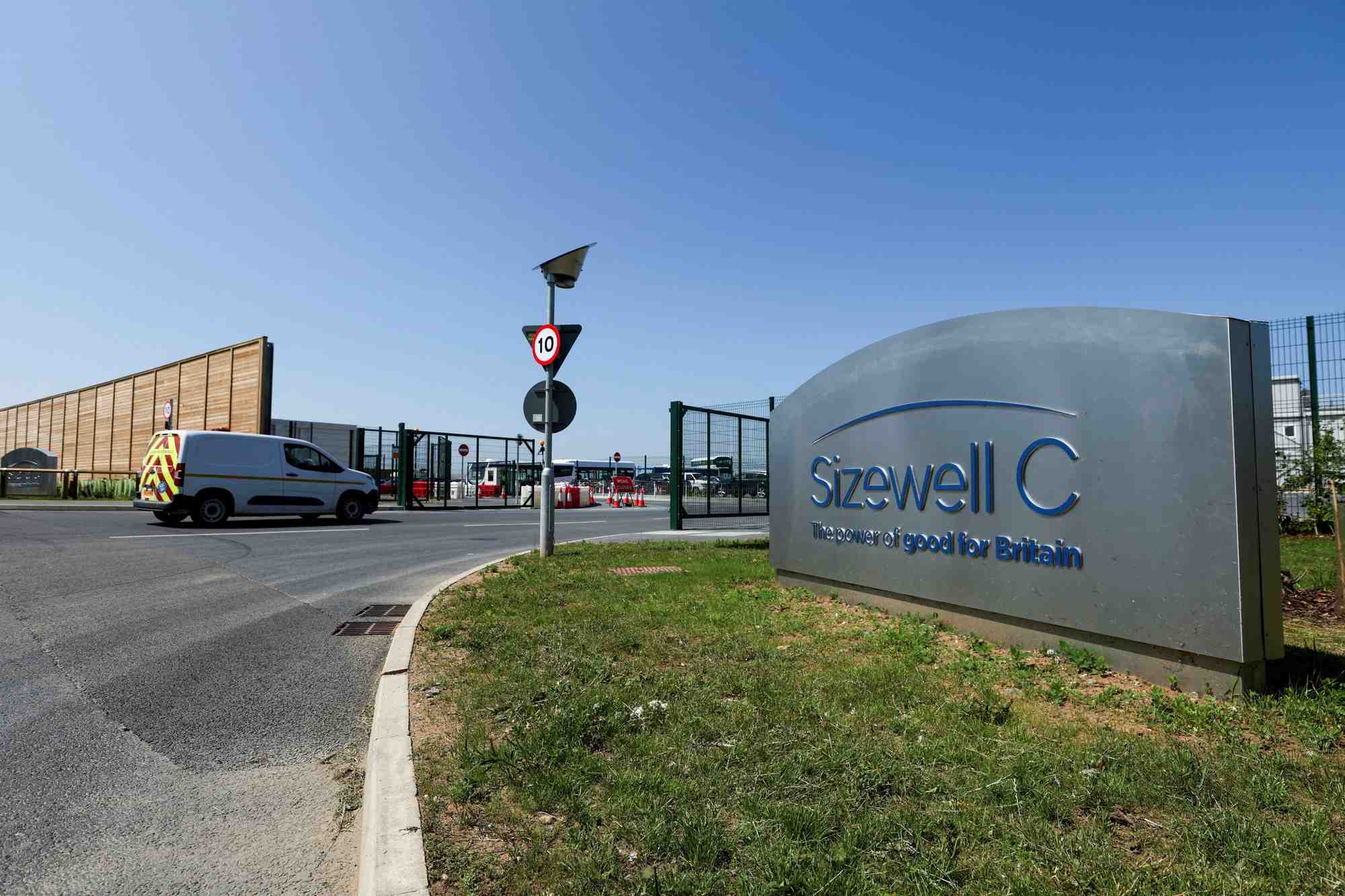L’entrée du site Sizewell C, dans le Suffolk, sur la côte est du Royaume-Uni.