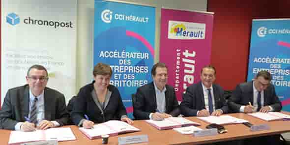 Cinq signataires pour une convention visant à développer les ventes de vins hors département.