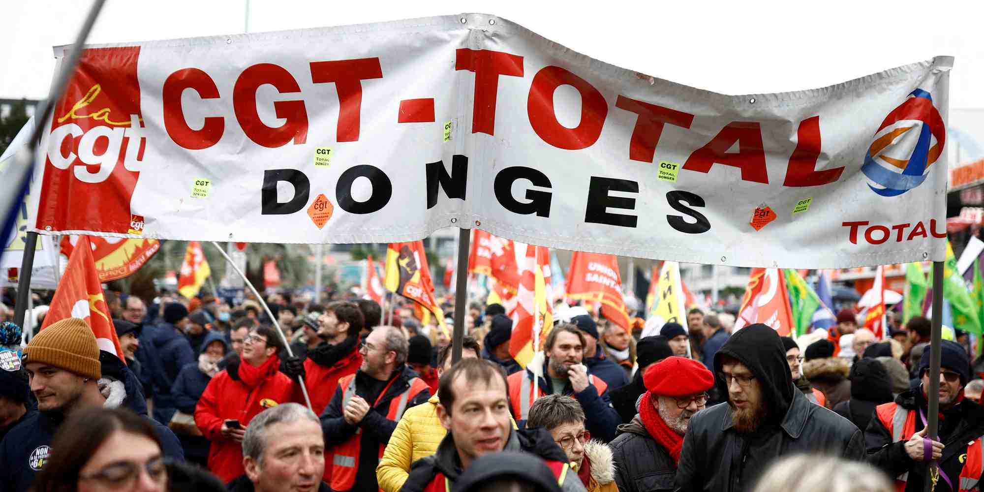 grève, manifestation, Donges, réforme des retraites 19 janvier