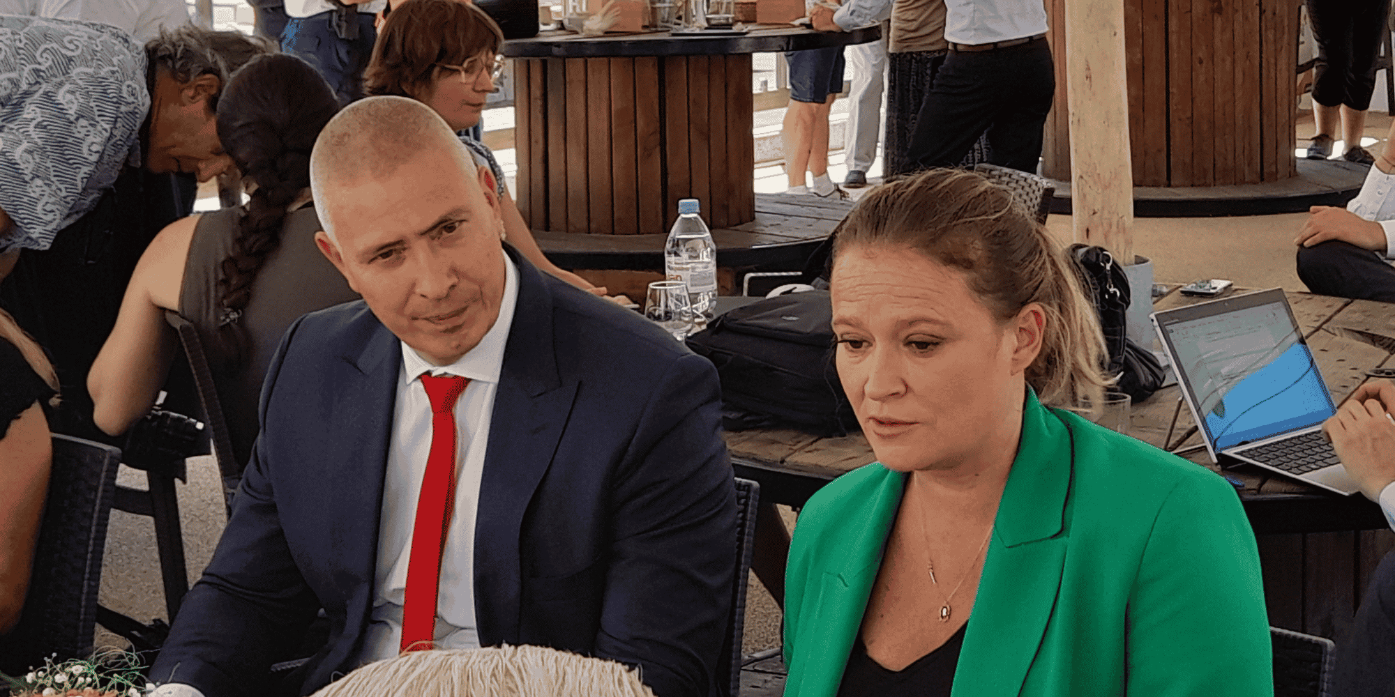 La ministre déléguée en charge des PME, du Commerce, de l’Artisanat et du Tourisme, Olivia Grégoire, était à La Grande Motte le 8 juillet, aux côtés du préfet de l'Hérault, Hugues Moutouh.