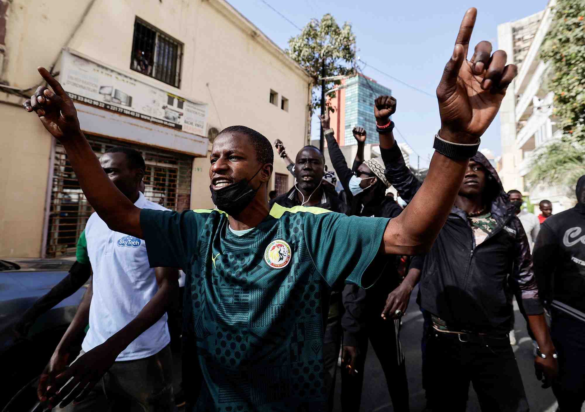Des manifestants senegalais, a dakar