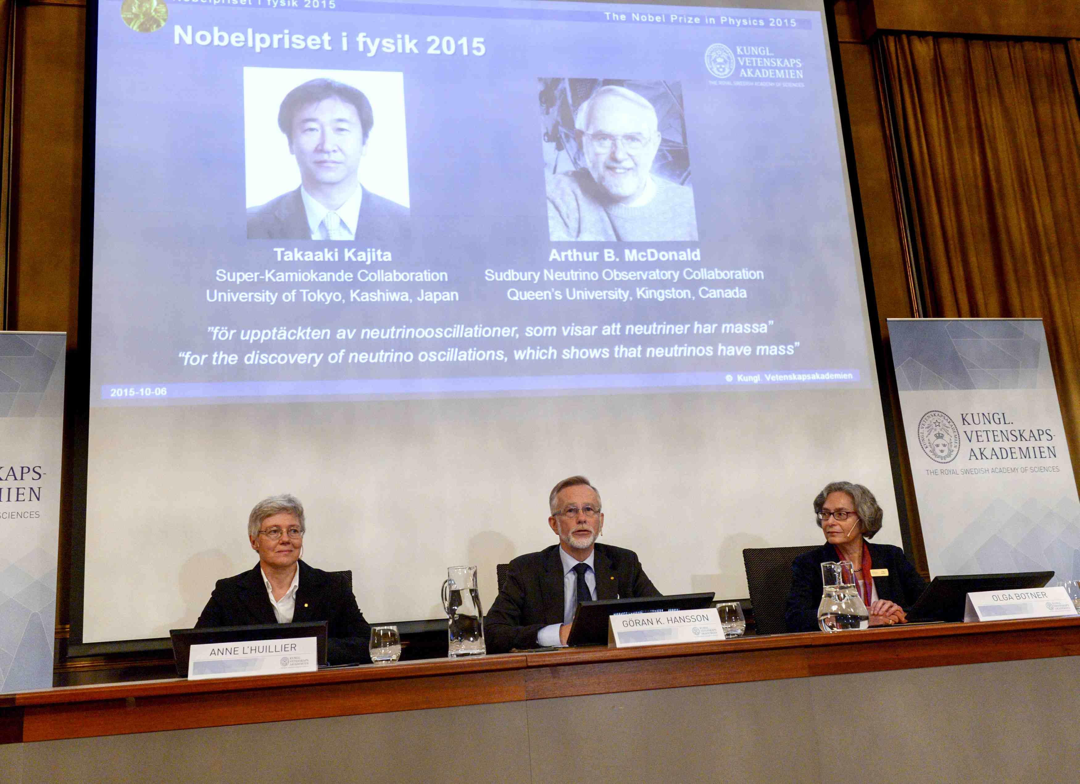 Le nobel de physique recompense une decouverte sur les neutrinos
