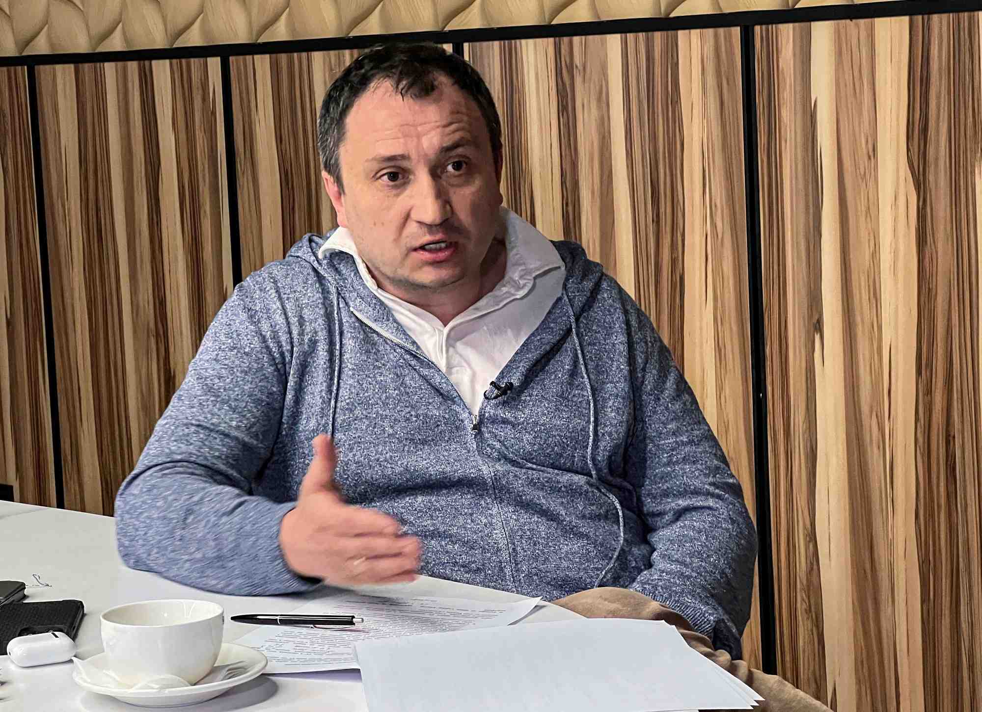 Le ministre ukrainien de l'agriculture, m. solsky, participe a une interview avec reuters a kiev