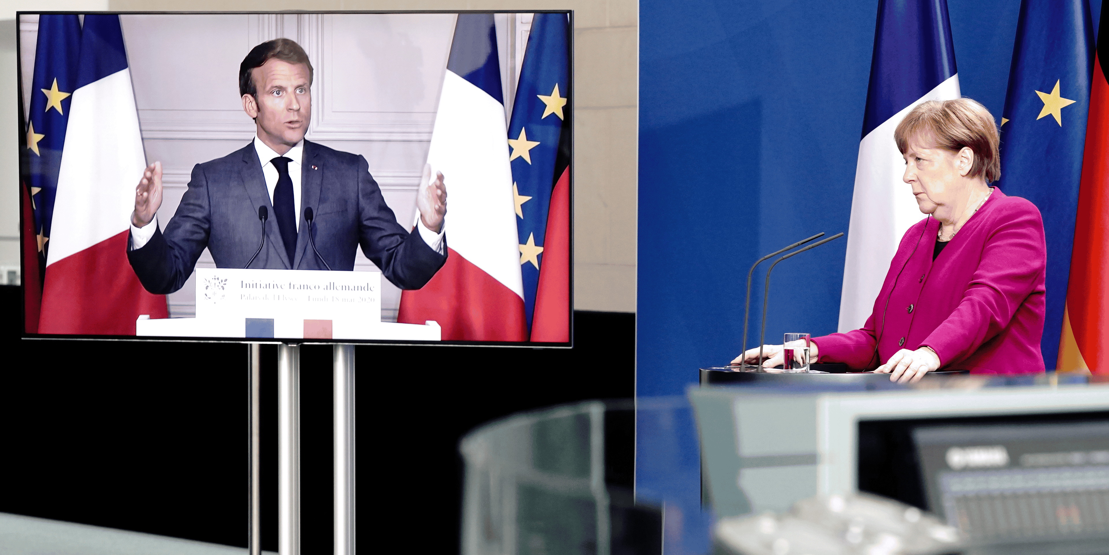 Macron Merkel, Macron et Merkel tiennent une conférence de presse le 18 mai 2020