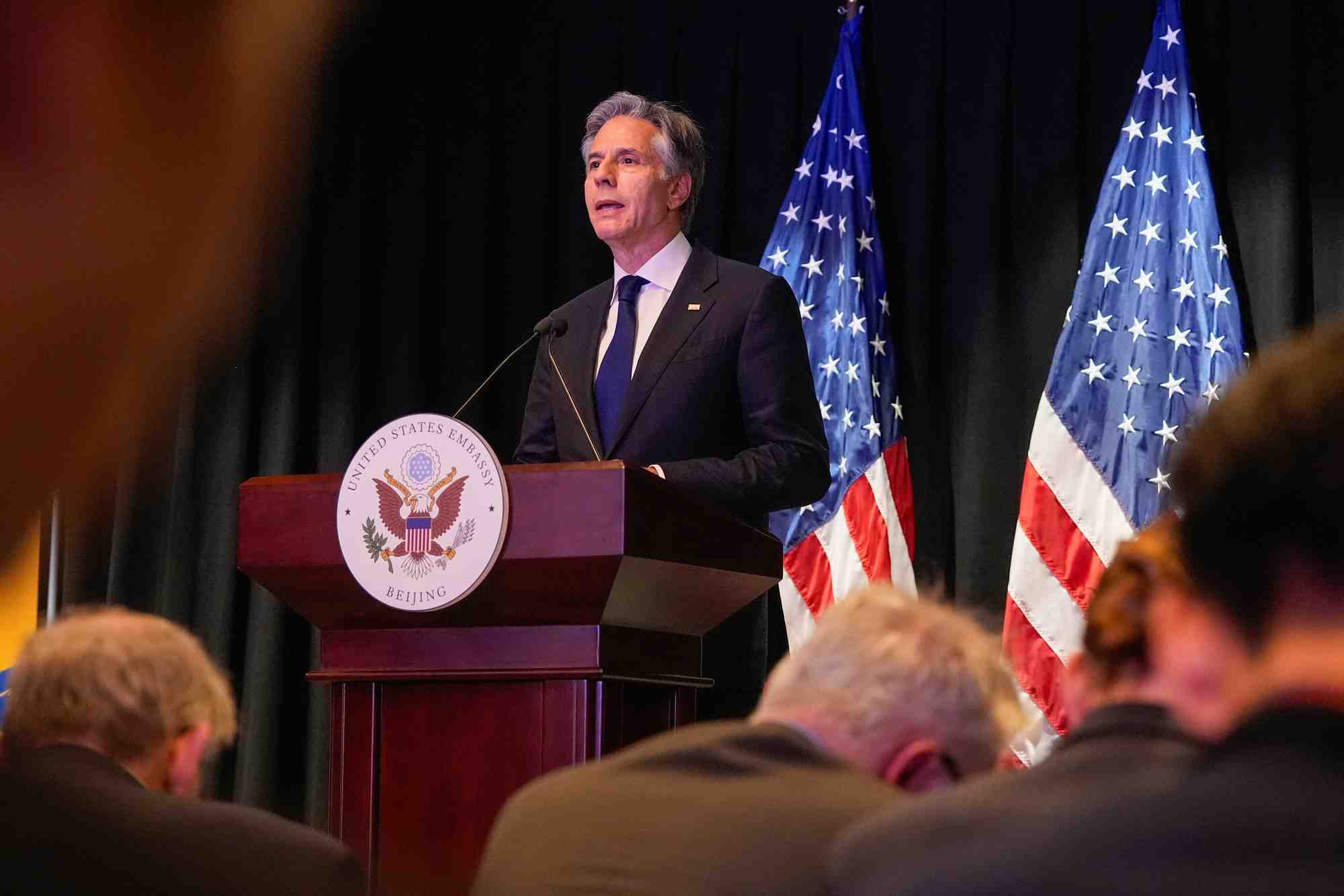 Le secretaire d'etat americain antony blinken en visite en chine