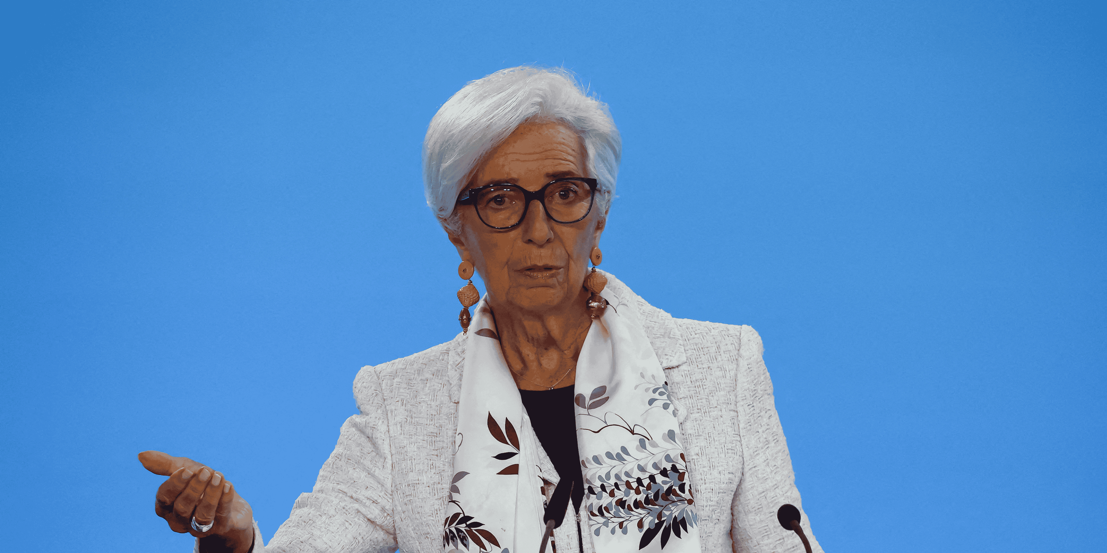 Christine lagarde, presidente de la bce, lors d'une conference de presse a francfort