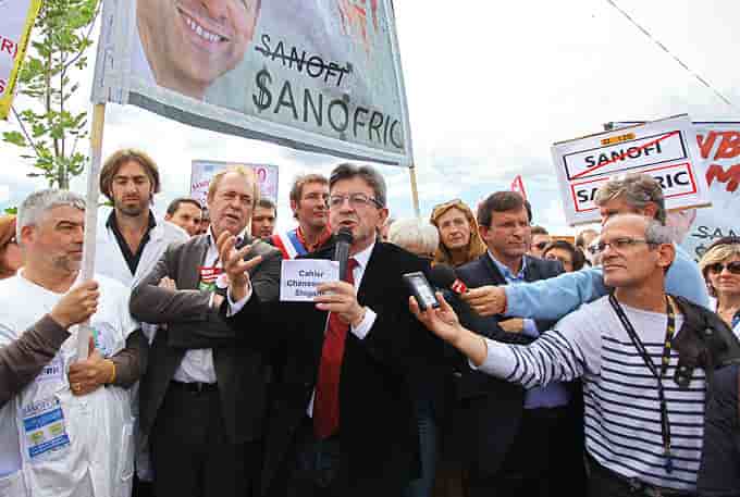Jean-Luc Mélenchon vient à Toulouse soutenir les Sanofi
