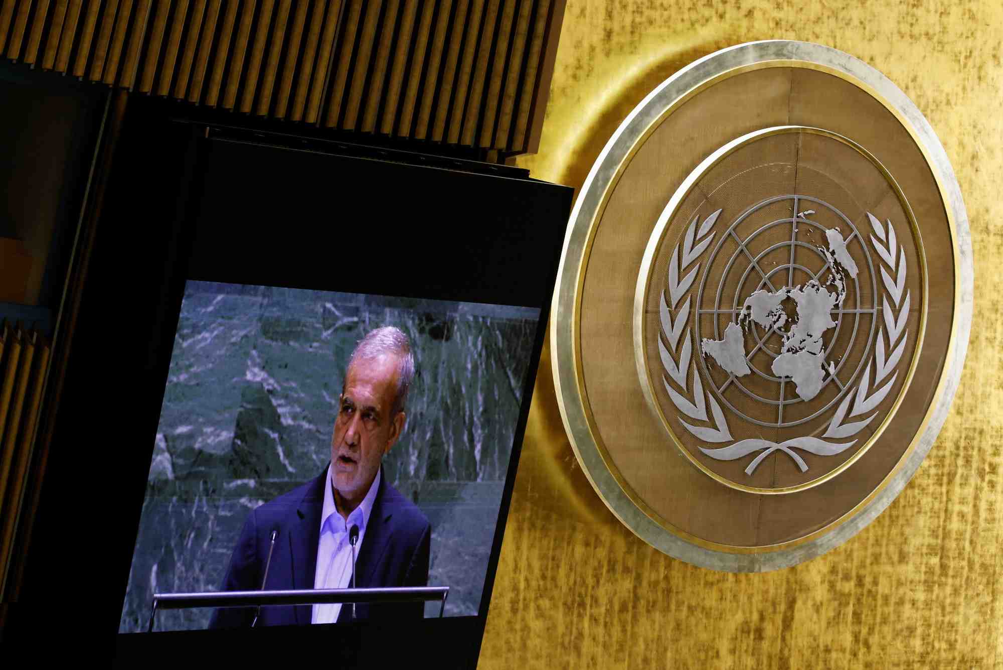Le president iranien au siege de l'onu a new york
