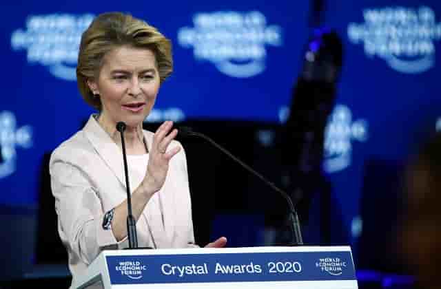 La présidente la Commission européenne Ursula von der Leyen au forum économique de Davos.