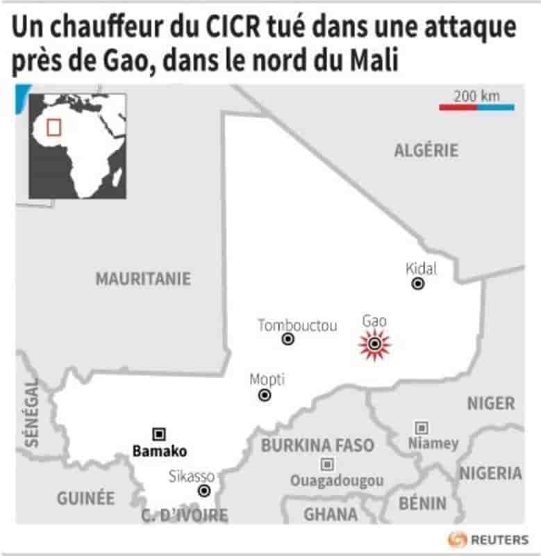 Un chauffeur du cicr tue dans une attaque pres de gao, dans le nord du mali